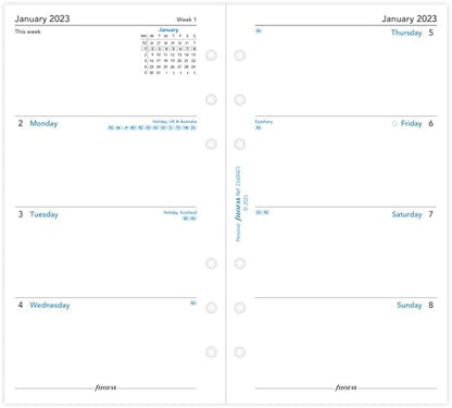 Filofax Personal Week on Two Pages English 2023 Diary,White