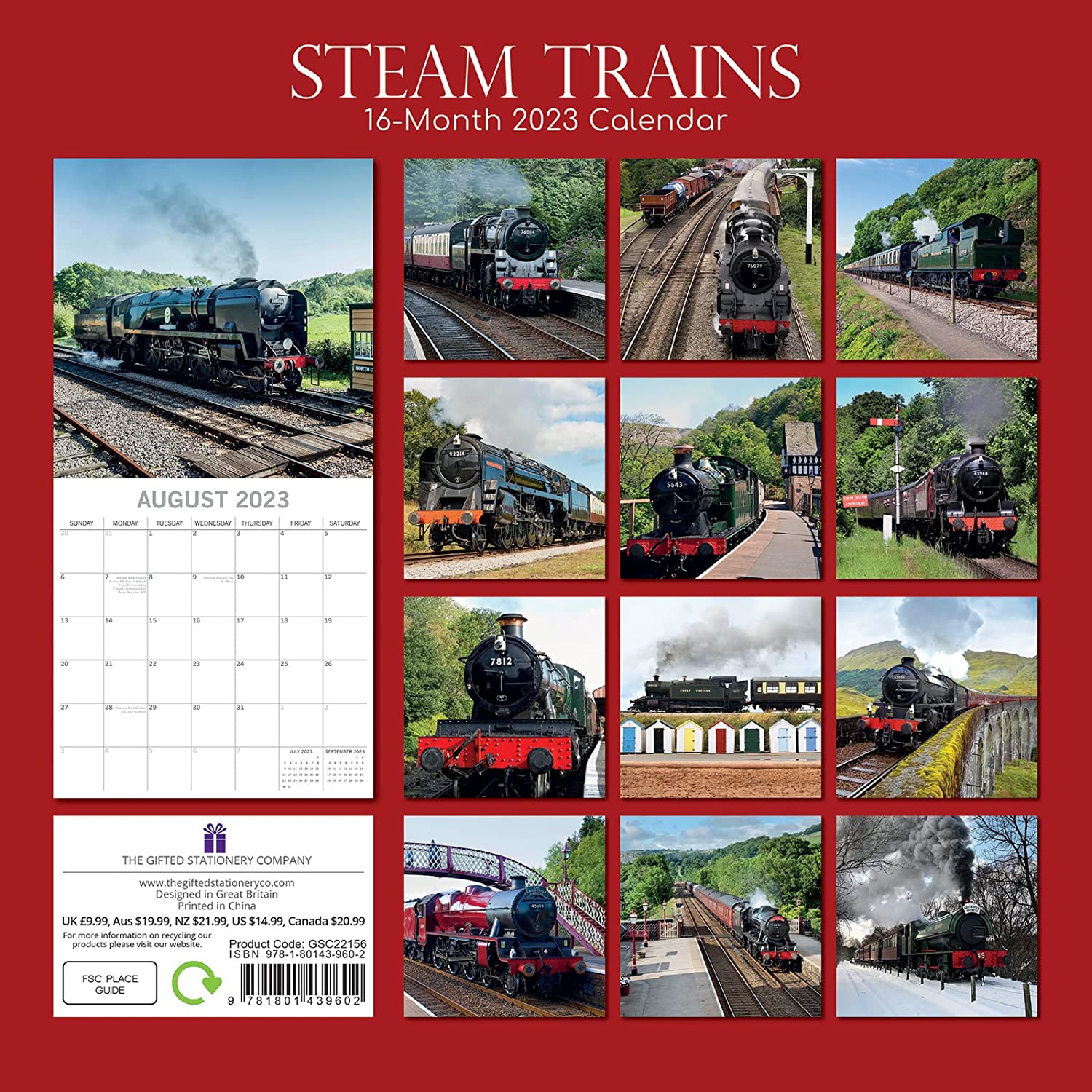 Steam Trains Square Wall Calendar 2023