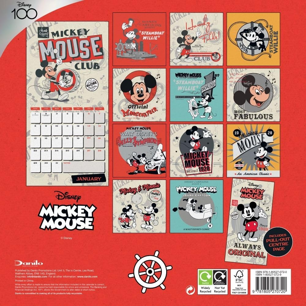 Mickey Mouse Classic 2024 Square Wall Calendar