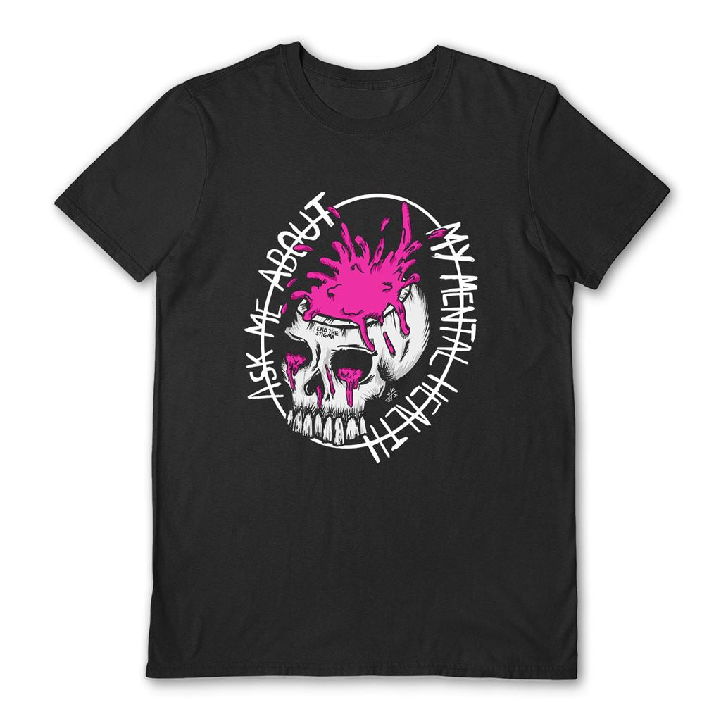 ZOMBIE TEETH (ASK ABOUT MENTAL HEALTH) BLACK UNISEX T-SHIRT