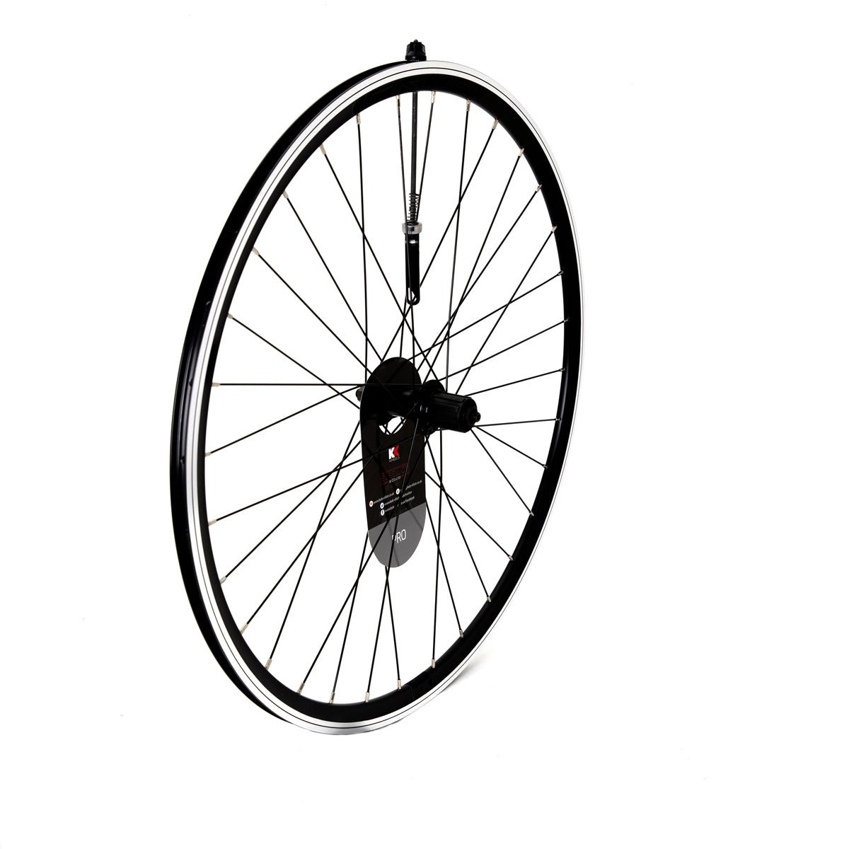 KX Pro Road 700C Q/R Sealed Bearing 8-10 Speed Wheels in Black - Front