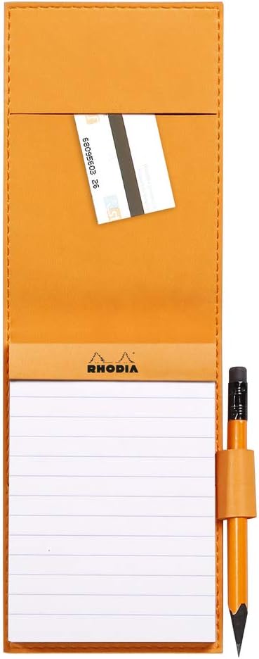 RHODIA 118212C - Clipboard Case + Stapled Notepad N°11 Raspberry - A7 - Lined - 80 Detachable Sheets - White Clairefontaine Paper 80 g/m - Pencil Holder - Faux Leather - Rhodiarama Collection Raspberry A7 Lined