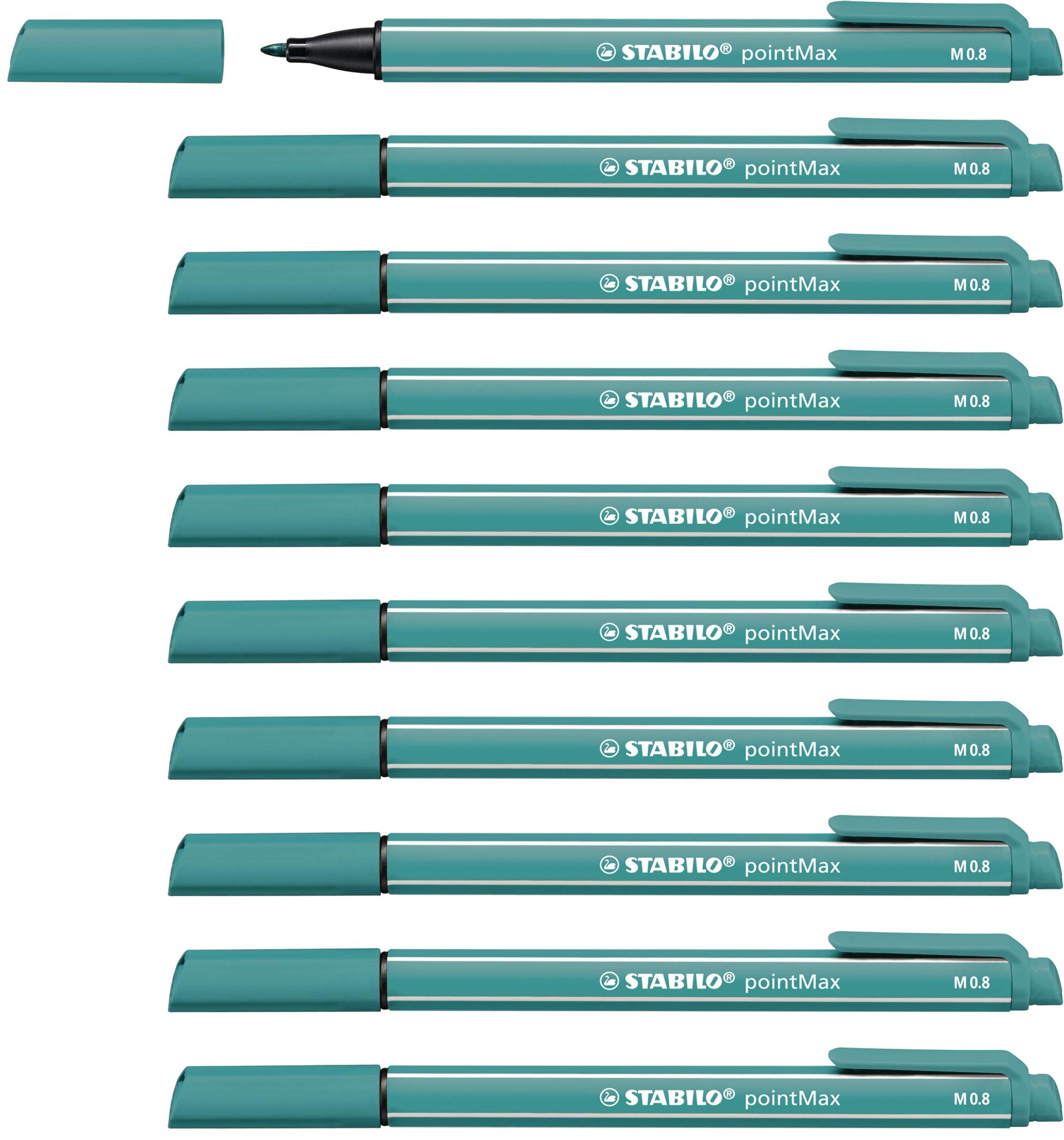 Nylon Tip Writing Pen - STABILO pointMax - Box of 10 - Turquoise Blue