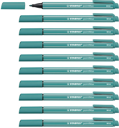 Nylon Tip Writing Pen - STABILO pointMax - Box of 10 - Turquoise Blue