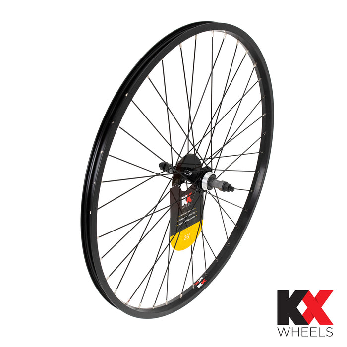 KX MTB 26" Singlewall Solid Axle Screw On Wheel Rim Brake (Rear) - Black
