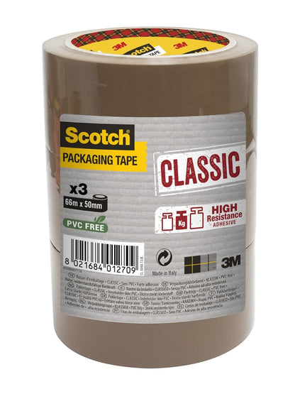 Scotch Packaging Tape Roll - Brown - 50 mm x 66 m Pack of 3 & Sellotape Original Golden, Multi-Purpose Clear Tape for Household Objects, Clear Packing Tape for Sticking Envelopes or Cards, 18mmx25m + ADHESIVE_TAPES,1443170