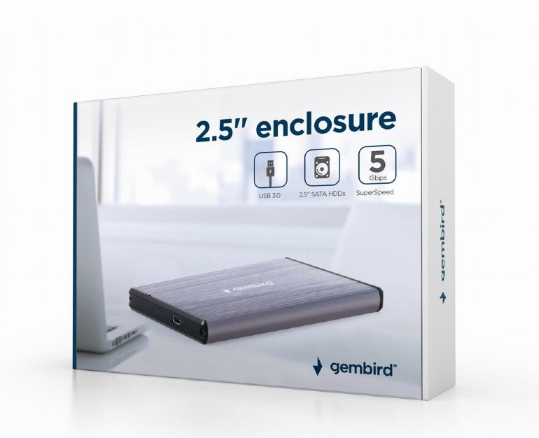 Gembird EE2-U3S-3-LG storage drive enclosure HDD enclosure Light grey 2.5"