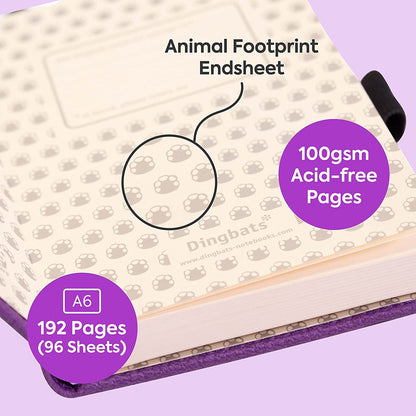 Dingbats* Wildlife A6 Pocket Purple Hippo Notebook - Dotted Purple Hippo Dotted