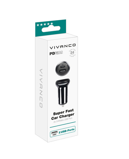 Vivanco - Car Charger 1Xusb-C Pd / Usb-A  2X24W