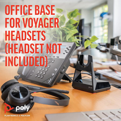 Poly - Voyager Office Base (Plantronics) - Compatible with Voyager Focus 2 and Voyager 4300 UC Series Headsets (Sold Separately) - Connect to PC/Mac, Deskphone, & Cell Phone - Teams Version Teams Version Teams Certified: Yes