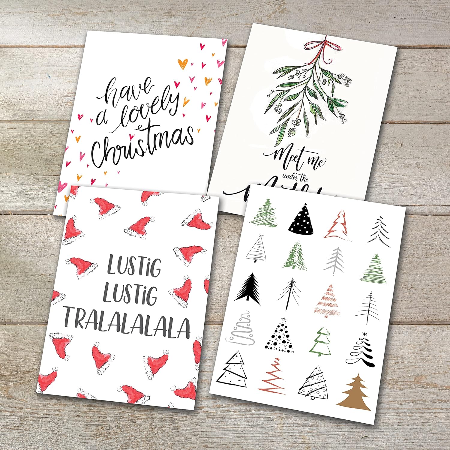 SIGEL DS701 Set of 24 Christmas postcards, 12 motifs, White carton, pre-printed, easy to print white - post cards