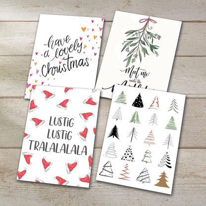 SIGEL DS701 Set of 24 Christmas postcards, 12 motifs, White carton, pre-printed, easy to print white - post cards