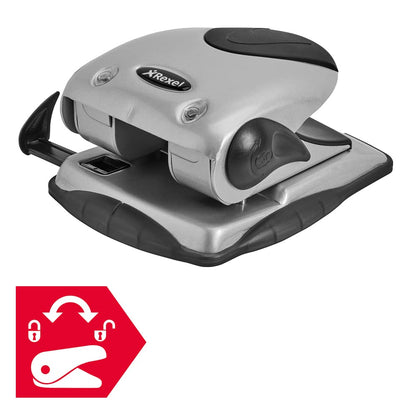 Acco - Rexel P240 2 Hole Punch Metal 40 Sheet Silver/Black 2100748