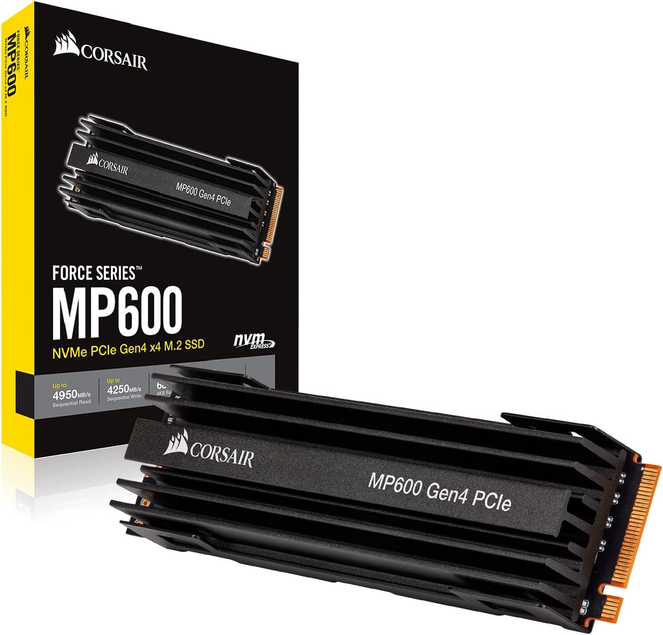 Corsair Force Series MP600 1TB M.2 NVMe PCIe x4 Gen4 SSD (Sequential Read Speeds of up to 4,950 MB/s and Write Speeds of up to 4,000 MB/s, High-Density 3D TLC NAND) Black 1 TB