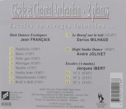 FRANCAIS-MILHAUD-JOLIVET-IBERT Escales en rivages lointians Andrianian Gisèle et Chantal ( 2 pianos)