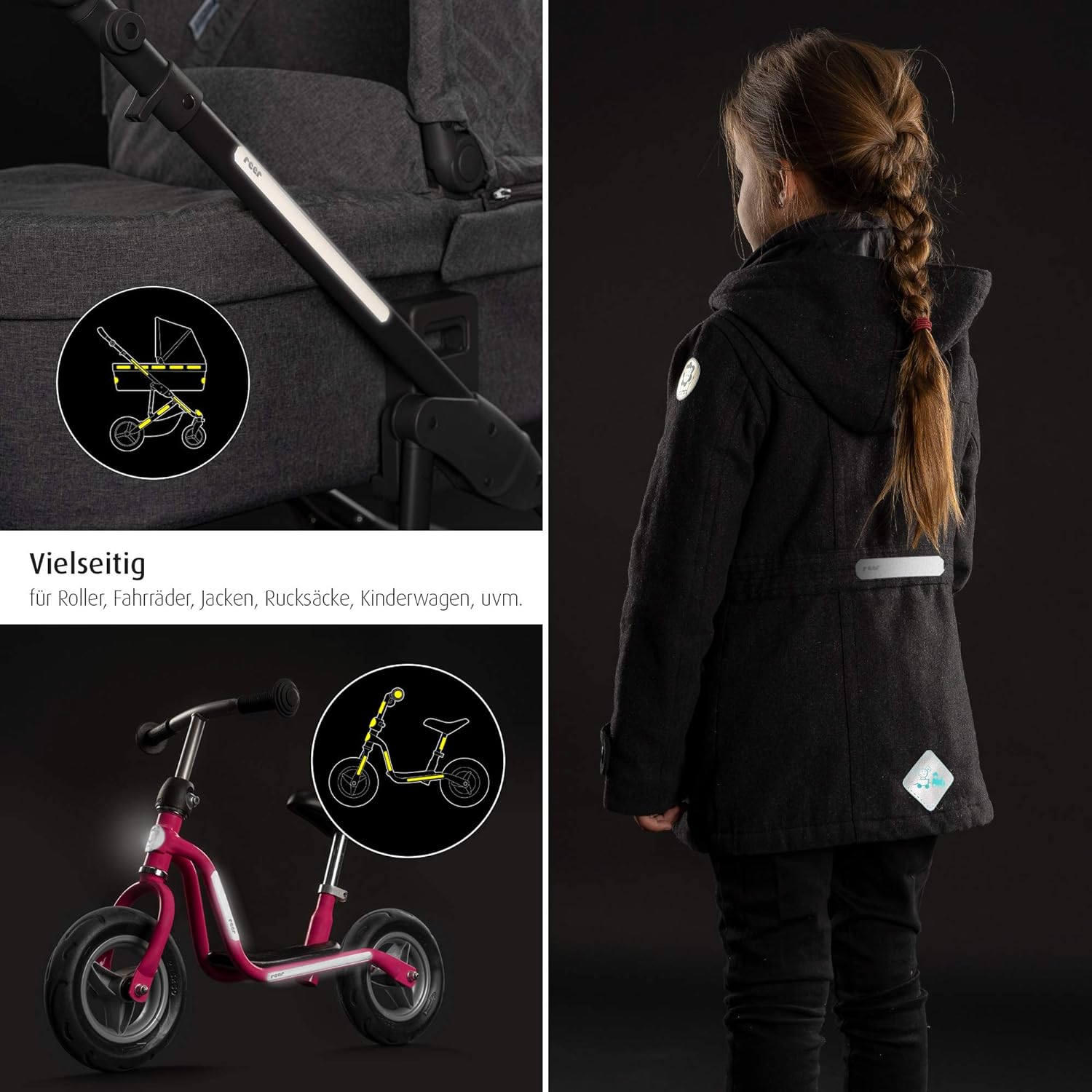 reer 53141 LightReflex Reflective Sticker Set, 18 Pieces, Various Sizes, Reflective Stickers for Pushchairs, Bikes, Jackets etc. Self-Adhesive Silver 39 g New Version