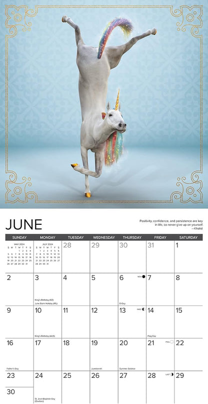 Unicorn Yoga 2024 12 X 12 Wall Calendar