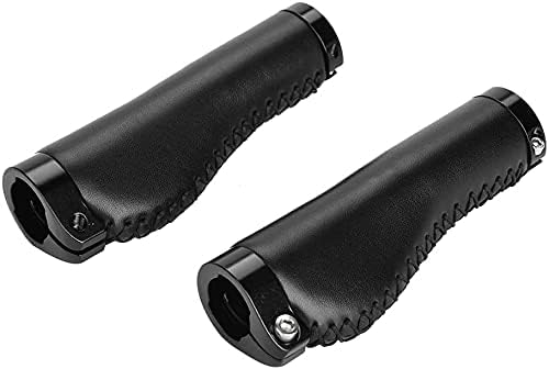 M-Wave Unisex - Adults Cloud Buff Fix Anatomical Shape Genuine Leather Look Easy Fit Elastic Handlebar Plugs 138/138 mm Black