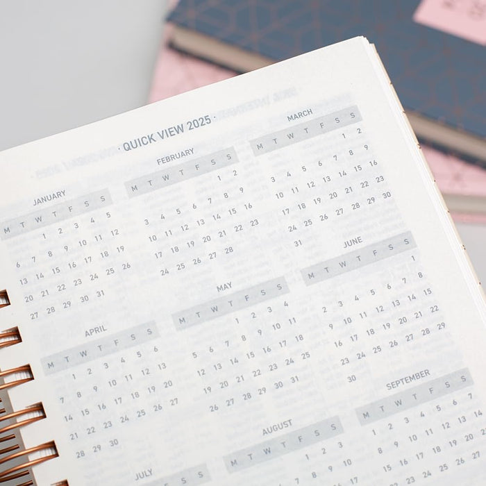 Matilda Myres 2024 Diary - A5 Day a Page - Rose Gold Wiro Bound - January to December Planner - Rose Gold Design - Hardback Covers (Grey 2024)