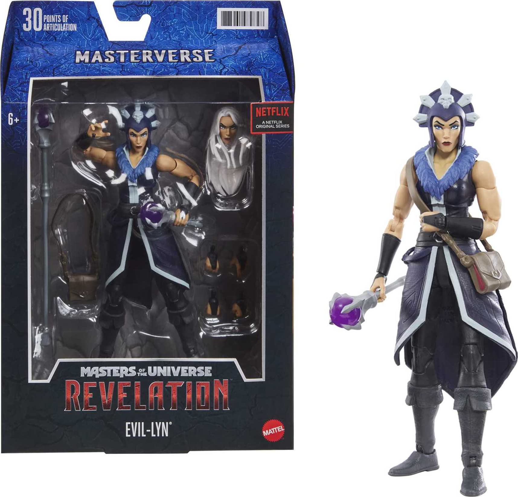 Masters of the Universe Masterverse Collection, Revelation Evil-lyn 7-in Motu Battle Figure for Storytelling Play and Display, Gift for Kids Age 6 and Older and Adult Collectors,GYV12