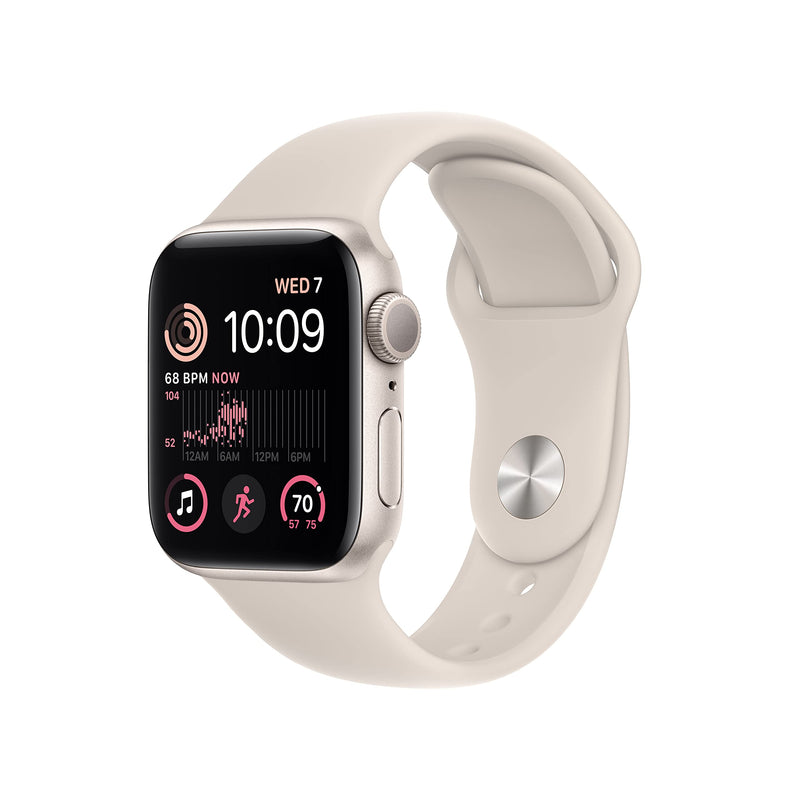 Apple Watch SE (2. Generation) (GPS, 40 mm) Smartwatch - Aluminiumgehäuse Polarstern, Sport Armband Polarstern - Regular. Fitness-und Schlaftracker, Unfallerkennung, Herzfrequenzmesser, Wasserschutz