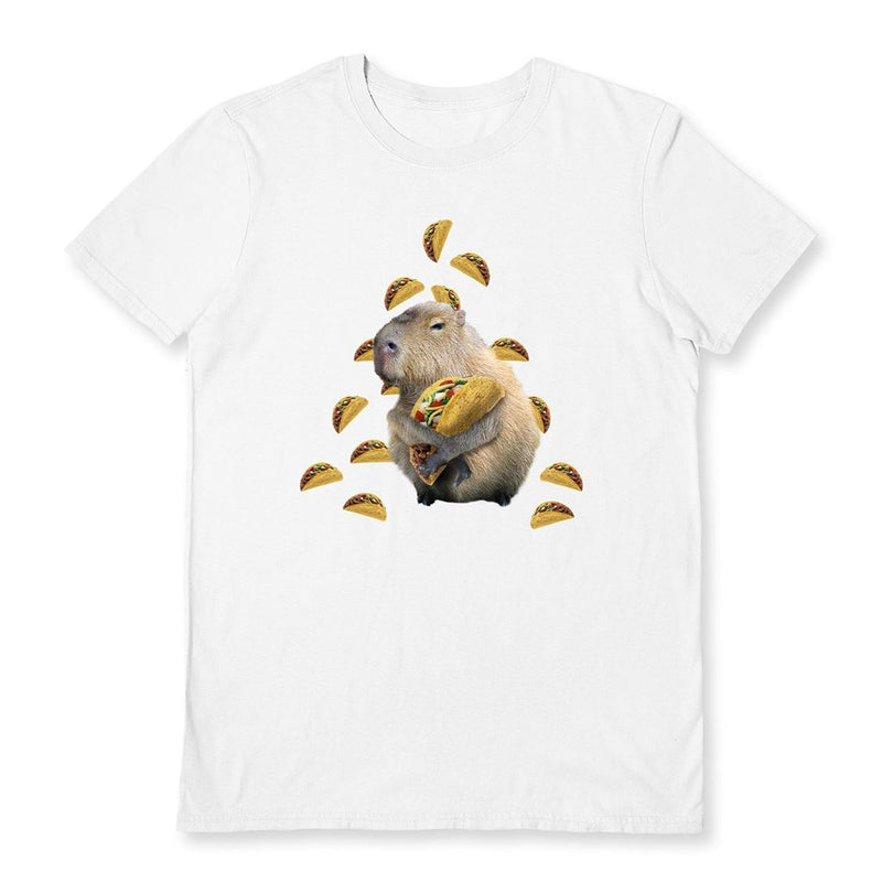 RANDOM GALAXY (CAPYBARA TACOS) WHITE UNISEX T-SHIRT SMALL