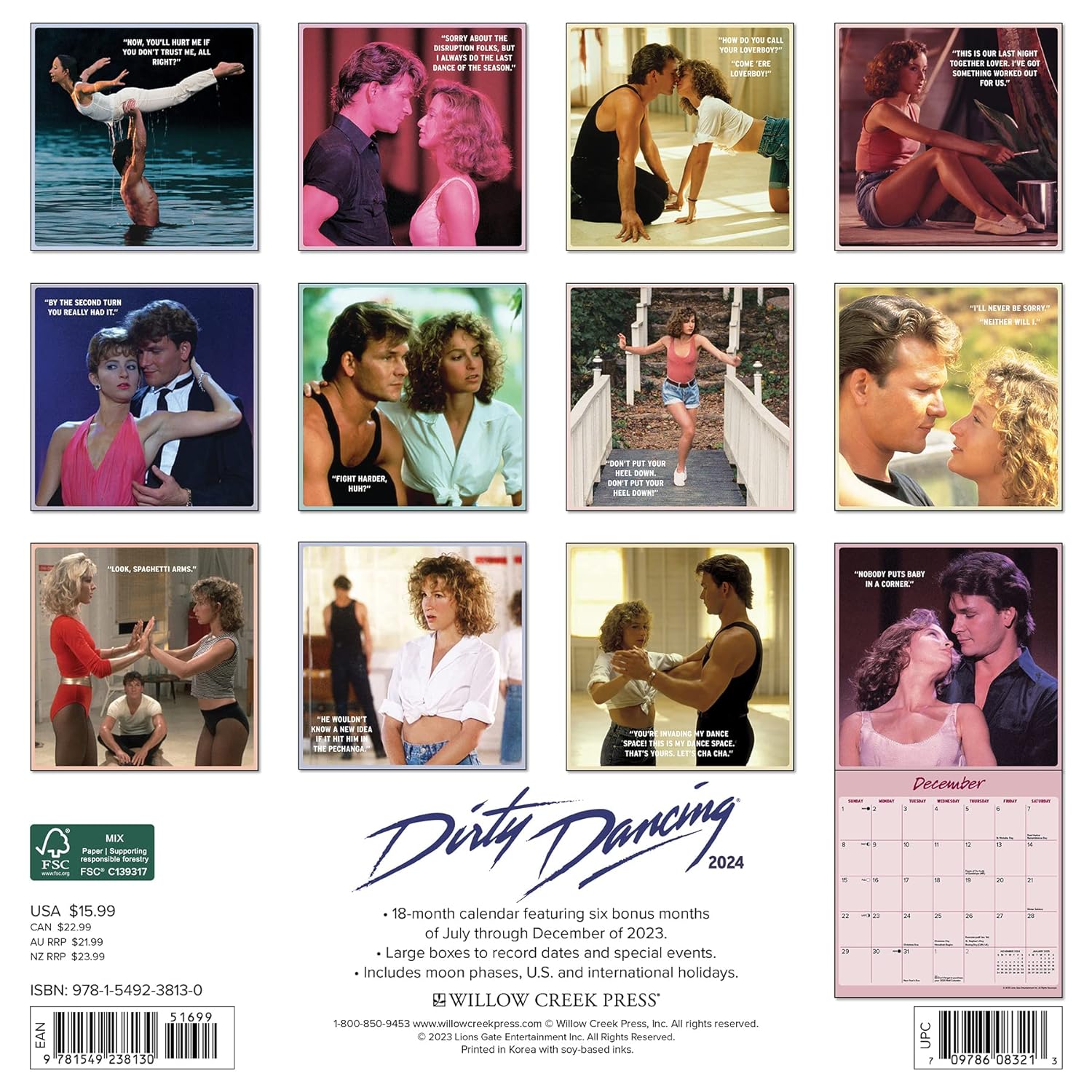 Dirty Dancing 2024 12 X 12 Wall Calendar