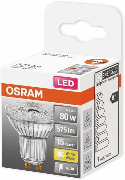 OSRAM LED-Lampe LED STAR PAR16 80 GU10 6,9 W klar