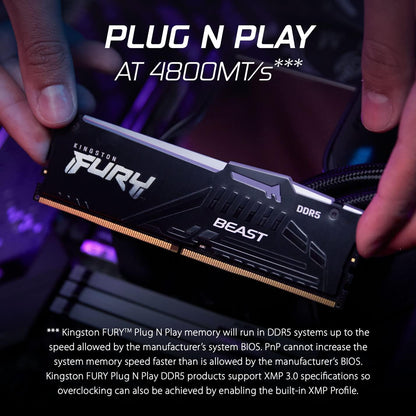 Kingston Fury Beast White RGB 16GB 5200MT/s CL40 DDR5 XMP DIMM | Infrared Syncing | Fury CTRL Software | Overclocking | Plug N Play | Intel XMP 3.0 | Single Module | KF552C40BWA-16 White 5200MT/s 16GB