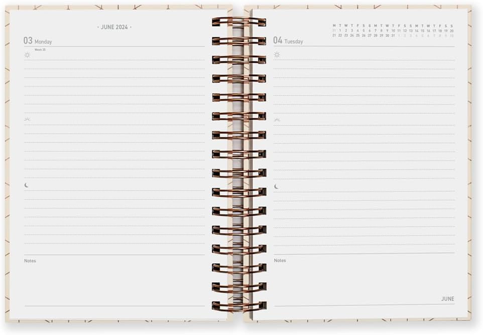 Matilda Myres 2024 Diary - A5 Day a Page - Rose Gold Wiro Bound - January to December Planner - Rose Gold Design - Hardback Covers (Ivory 2024)