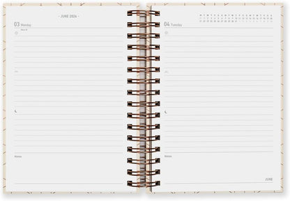 Matilda Myres 2024 Diary - A5 Day a Page - Rose Gold Wiro Bound - January to December Planner - Rose Gold Design - Hardback Covers (Ivory 2024)