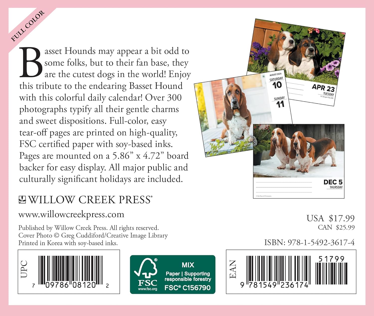 Basset Hounds 2024 6.2 X 5.4 Box Calendar