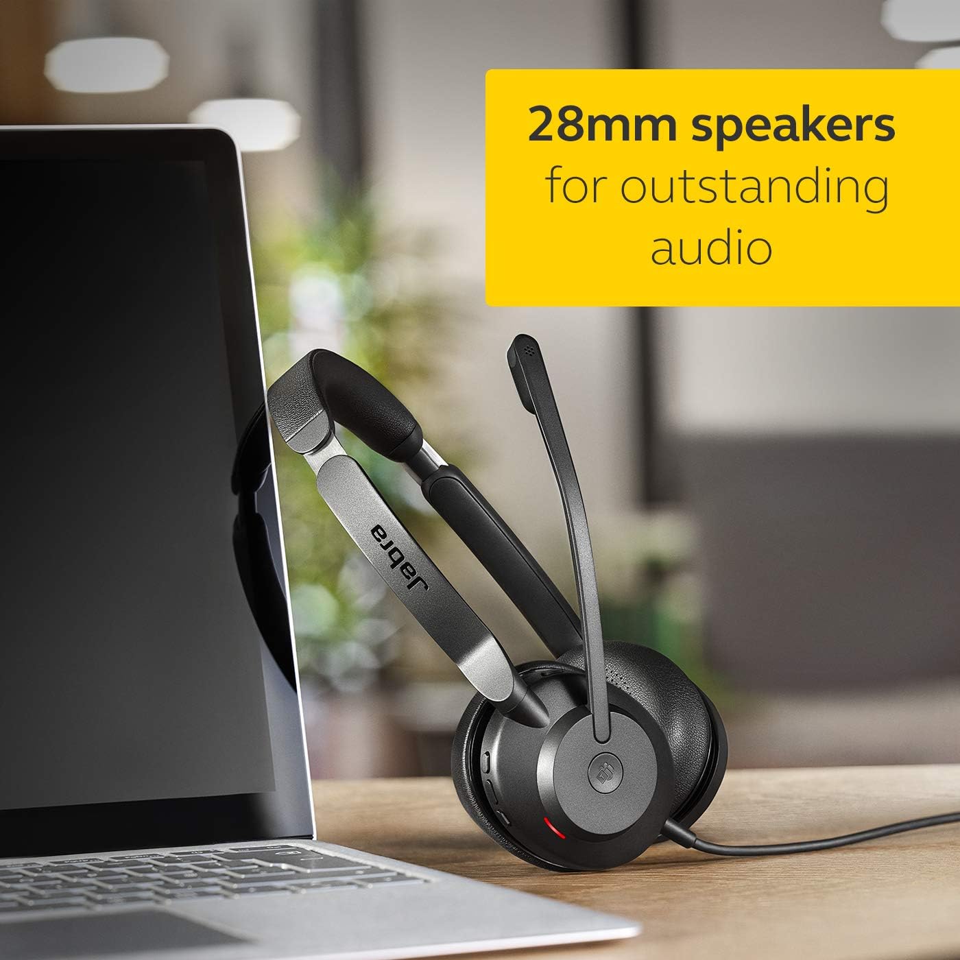 Jabra Evolve2 30 Headset – Noise Cancelling Microsoft Teams Certified Stereo Headphones with 2-Microphone Call Technology – USB-A Cable – Black Stereo USB-A Microsoft Teams