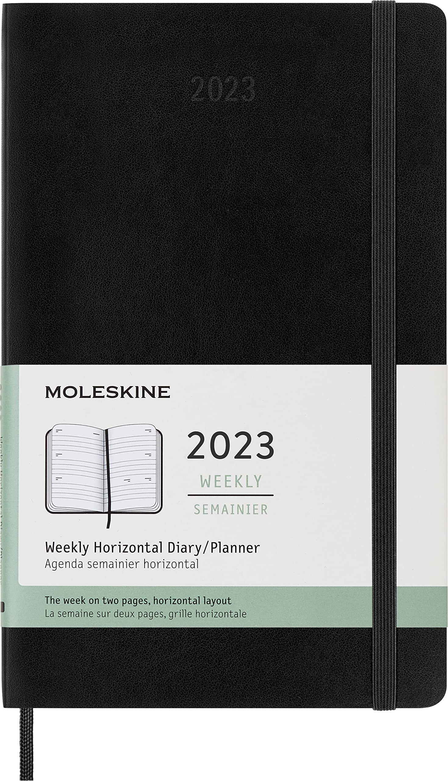 Moleskine Classic 12 Month 2023 Weekly Horizontal Planner, Soft Cover, Large (5" x 8.25"), Black