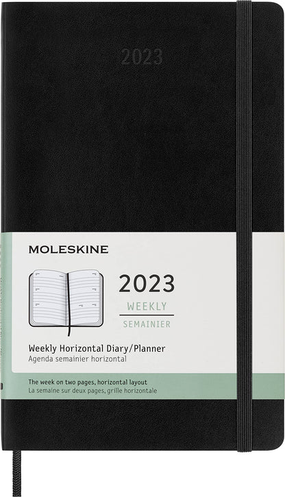 Moleskine Classic 12 Month 2023 Weekly Horizontal Planner, Soft Cover, Large (5" x 8.25"), Black