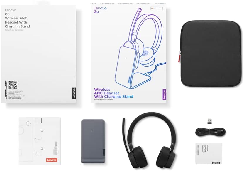 Lenovo Go - Headset - on-ear - Bluetooth - wireless, wired - active noise cancelling - USB-C - thunder black - Certified
