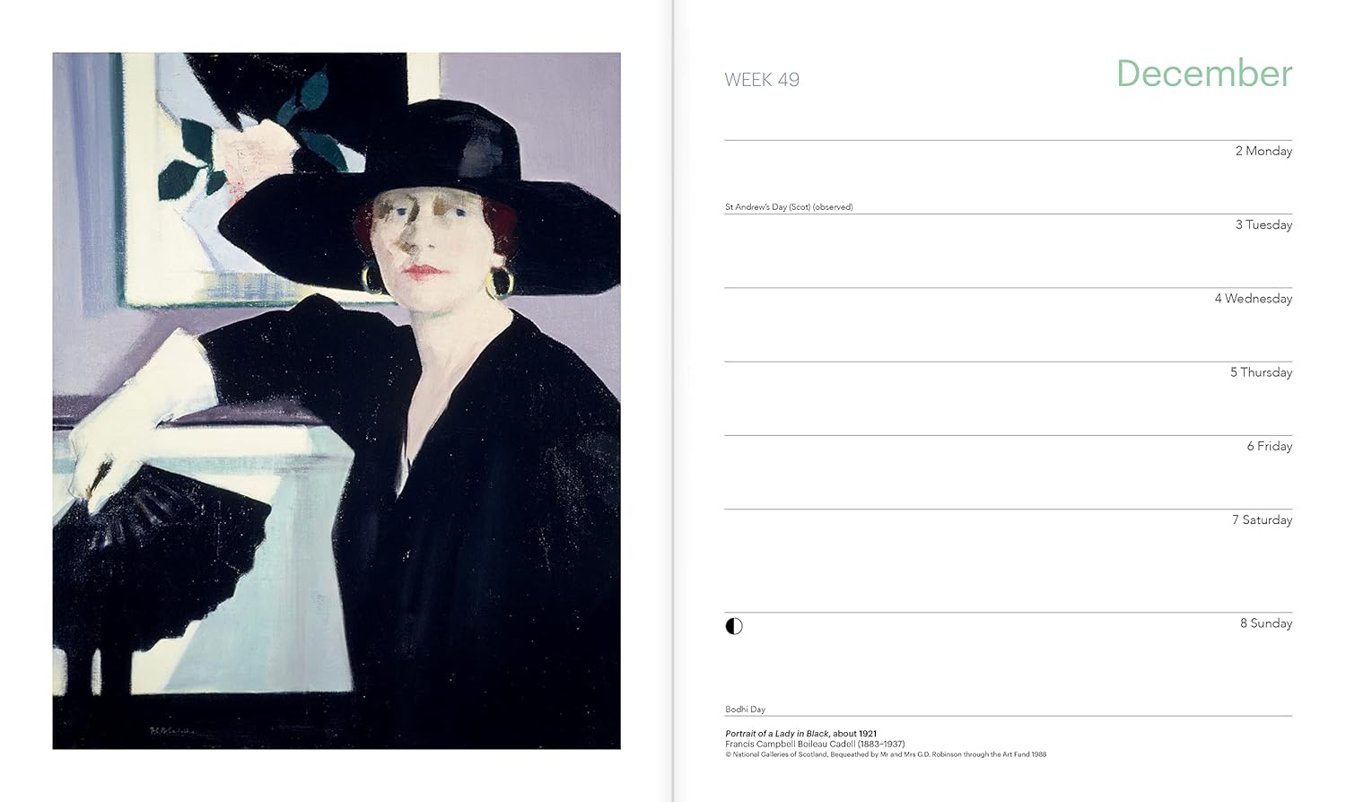 National Galleries Scotland 2024 Desk Diary - Week to View, Illustrated on every page