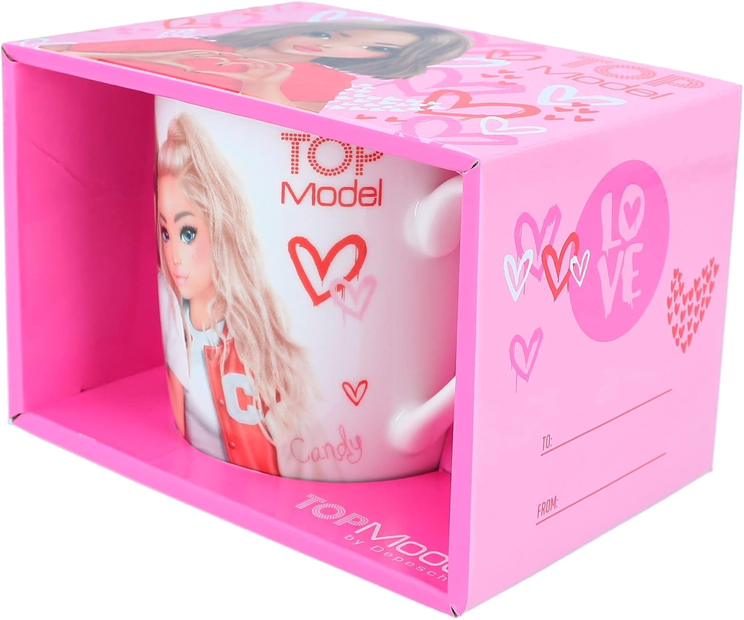 Depesche 12374 TOPModel One Mug in White with Model Heart Pattern and Wording Love Drinking Cup with Porcelain Handle Capacity Approx. 300 ml Multi-Coloured