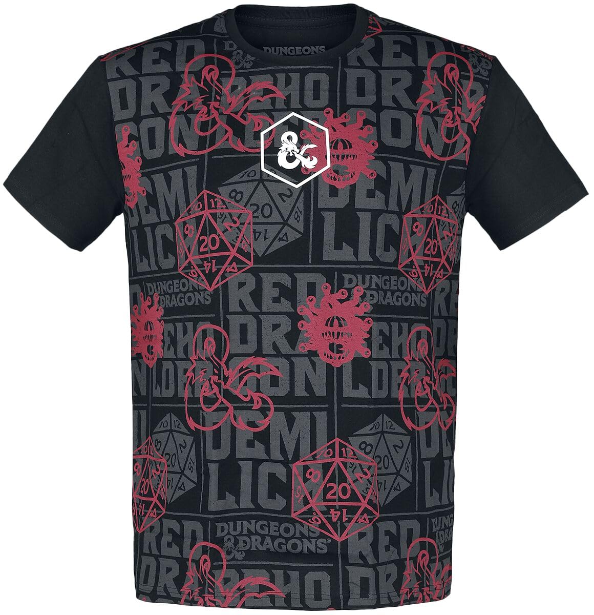 Difuzed Dungeons & Dragons AOP Men's Short-Sleeved T-Shirt, Black, S