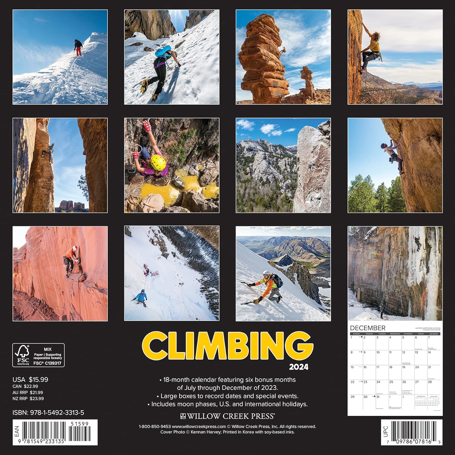 Climbing 2024 12 X 12 Wall Calendar