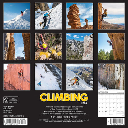 Climbing 2024 12 X 12 Wall Calendar