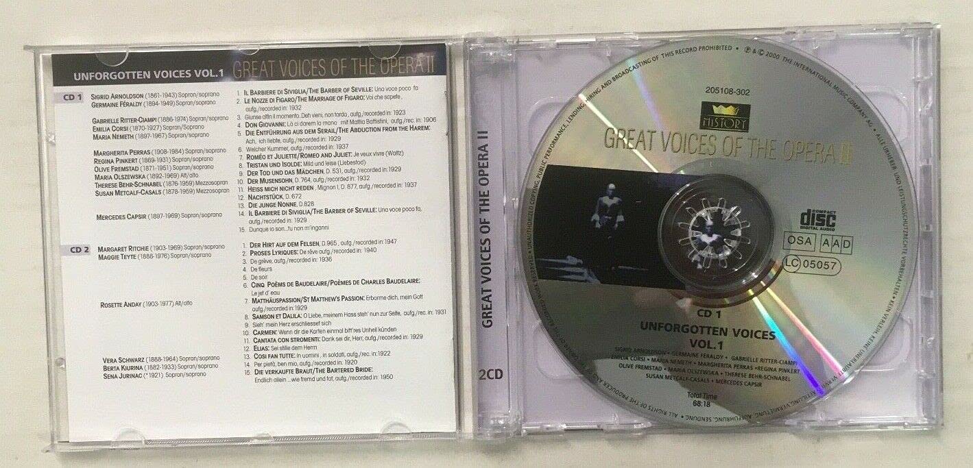 Great Voices of the Opera Unforgotten Voices S.Arnoldson,Anday etc.