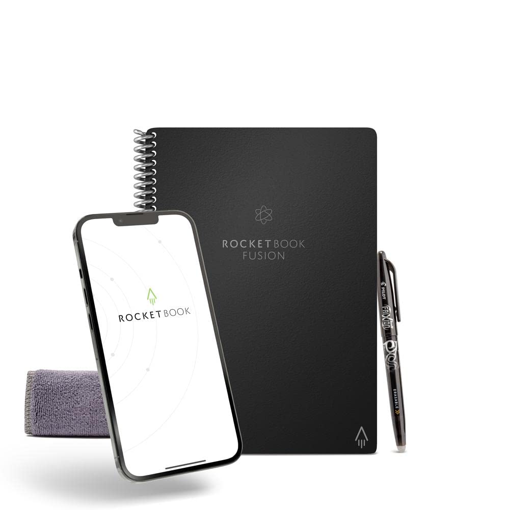 Bic - Rocketbook Fusion Letter A4 Reusable Smart Notebook 42 Multi-Format Style Pages Black 505467