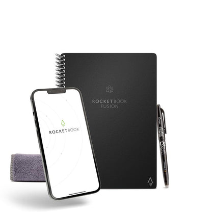 Bic - Rocketbook Fusion Letter A4 Reusable Smart Notebook 42 Multi-Format Style Pages Black 505467