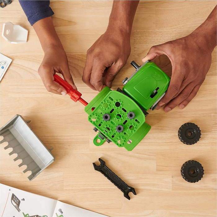 Meccano Junior, Front Loader Tractor with Moving Parts and Real Tools, Toy Model Building Kit, STEM Toys for Kids Ages 5 and up