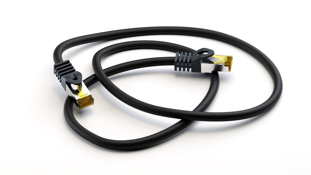 Goobay RJ45 Patch Cord CAT 6A S/FTP (PiMF), 500 MHz, with CAT 7 Raw Cable, black, 25m