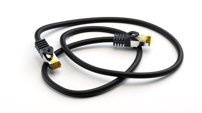 Goobay RJ45 Patch Cord CAT 6A S/FTP (PiMF), 500 MHz, with CAT 7 Raw Cable, black, 25m
