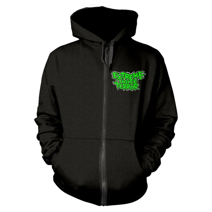 EXTREME NOISE TERROR - HARDCORE ATTACK BLACK Hooded Sweatshirt with Zip Large
