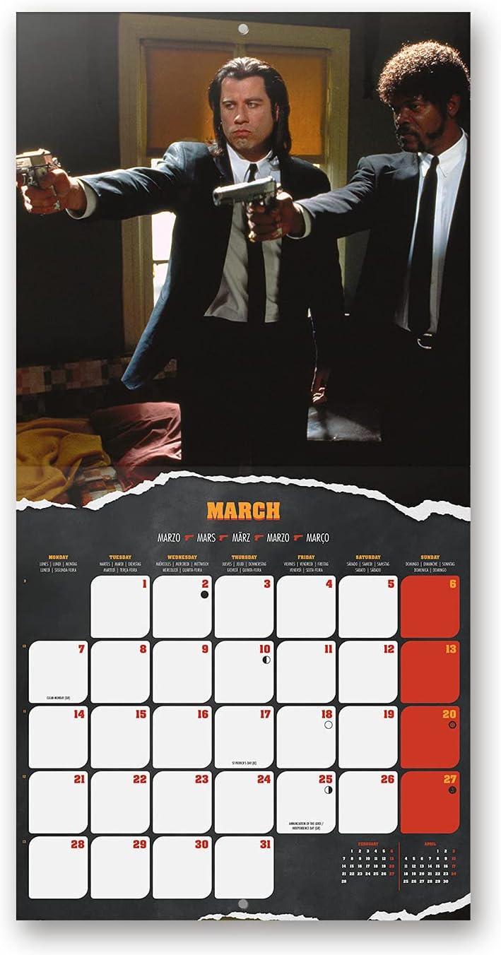 Official Pulp Fiction 2022 Wall Calendar, 2022 Calendar, 12" x 12" Square Wall Calendar 2022, Family Calendar 2022, Tarantino Calendar 2022, Pulp Fiction Calendar Pulp Fiction Red