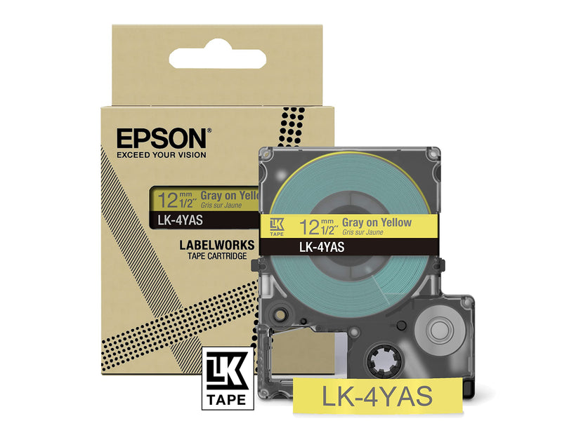 Epson - Epson LK-4YAS Gray on Soft Yellow Tape Cartridge 12mm - C53S672104